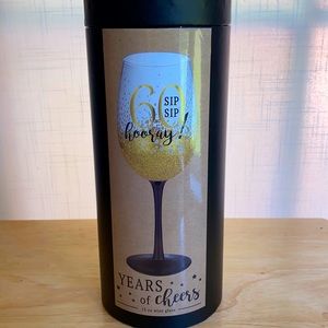 New in Box Logo 60 Years Wine Glass